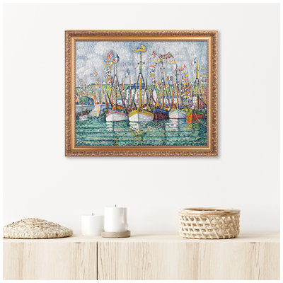 "The Lagoon of Saint Mark, Venice", art encadré, taille: 20 x 16, encadré: 26,5 x 22,5, encadré doré en bois, Paul Signac, reproductions d'art classique. Estampe numérique