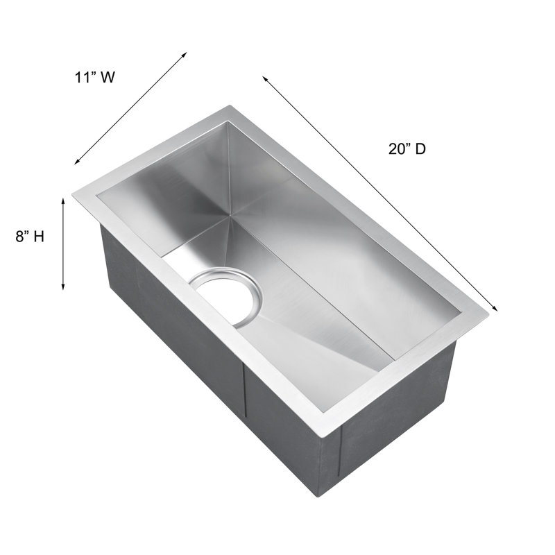 Ophelia 20'' L Undermount Single Bowl Stainless Steel Kitchen Sink