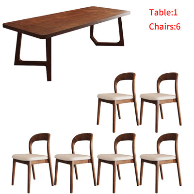 Nordic style all-solid wood rectangular dining table set