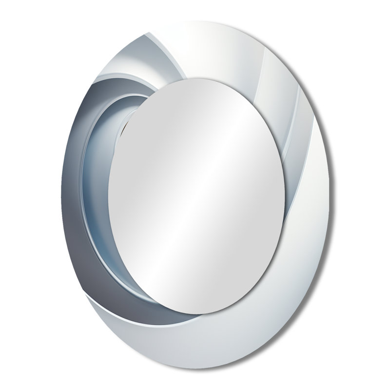 Miroir mural blanc en forme d'orbite blanche, 43 po x 33 po