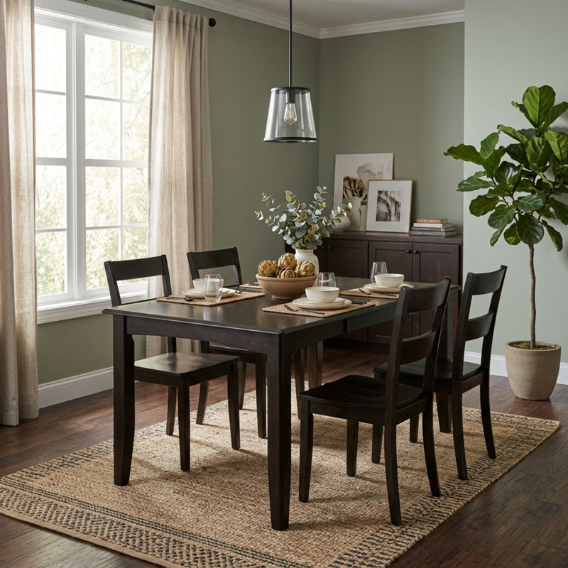 Ensemble table et chaises de salle à manger carrées en hévéa asiatique couleur cappuccino avec rallonge papillon et 8 chaises de salle à manger avec assises en bois et dossiers confortables