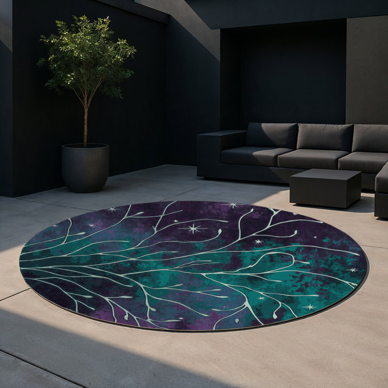 Tapis intérieur et extérieur Enchanted Roots, Rond 5 pi