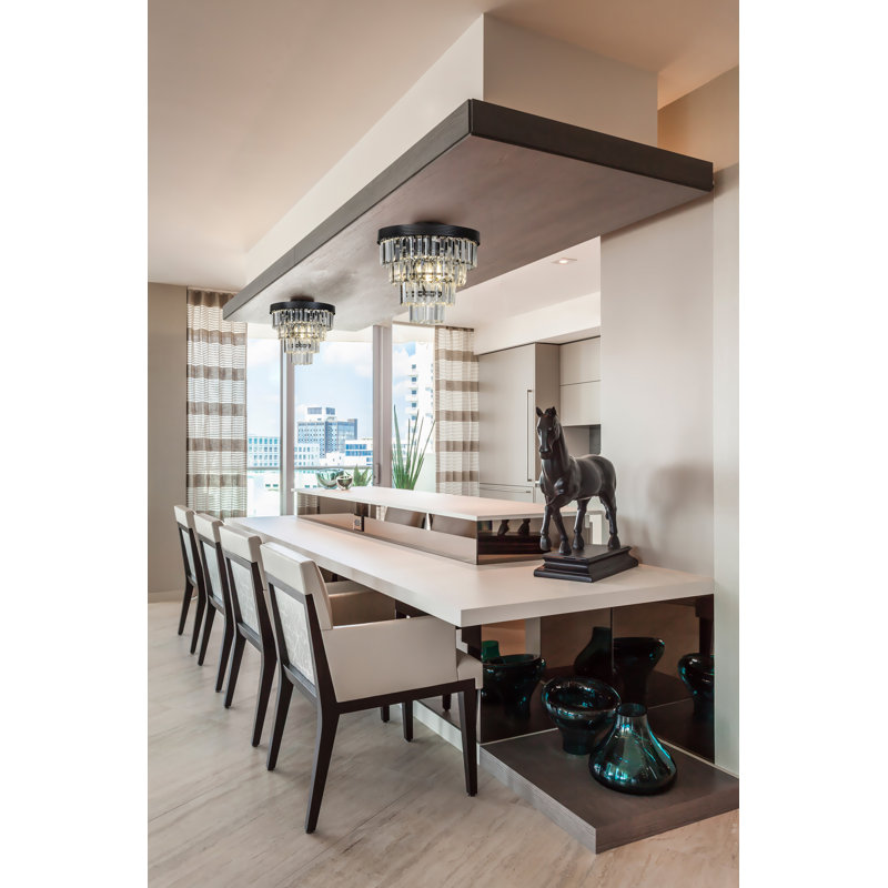 3-Light 13" Glam Tiered Flush Mount With Crystal Accents for Bedroom, Black