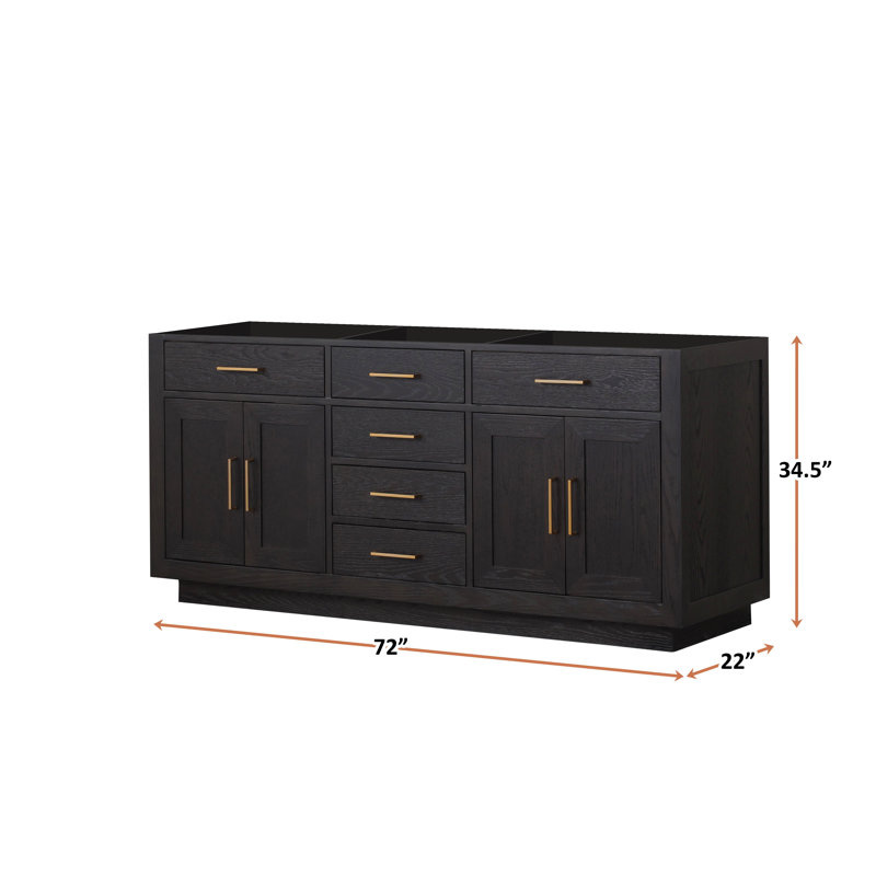 Abbey 72 in W x 22 in D Double Bath Vanity, Black Oak