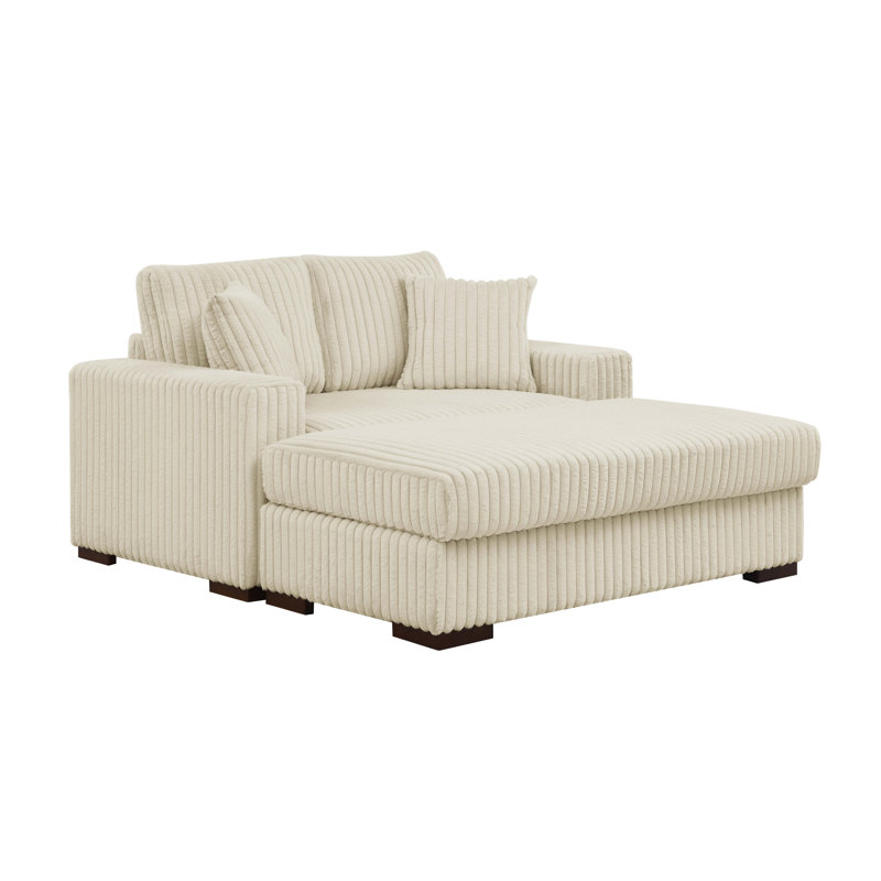 Corduroy Ridge Oversized Chaise Lounge, Cream