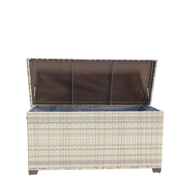 Wicker Patio Furniture Storage Box (Grey )