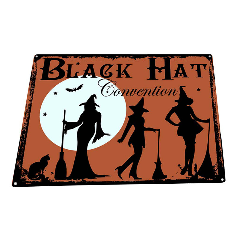 Plaque en métal «Black Hat», H 8,5 po x l 11,5 po x P 0,04 po