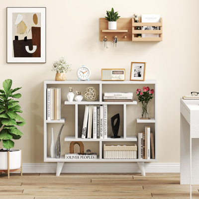 Bookshelf Geometric Bookcase w/ Anti-Tipping Kit Storage Shelving Unit by George Oliver