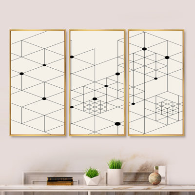 «Geometric Triangular Composition», ensemble de 3 reproductions encadrées sur toile