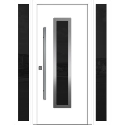 Porte d'entrée moderne en acier 36 po x 80 po Inox