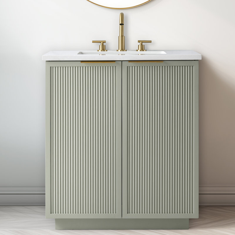 Aderyn 30" Single Vanity, Light Sage/Brushed Bronze