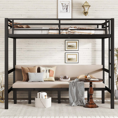 Pull-Out Metal Bunk Bed, Lower Bunk Can Be Pulled Out In Three Sections, Top Bunk Equipped With Safety Rails