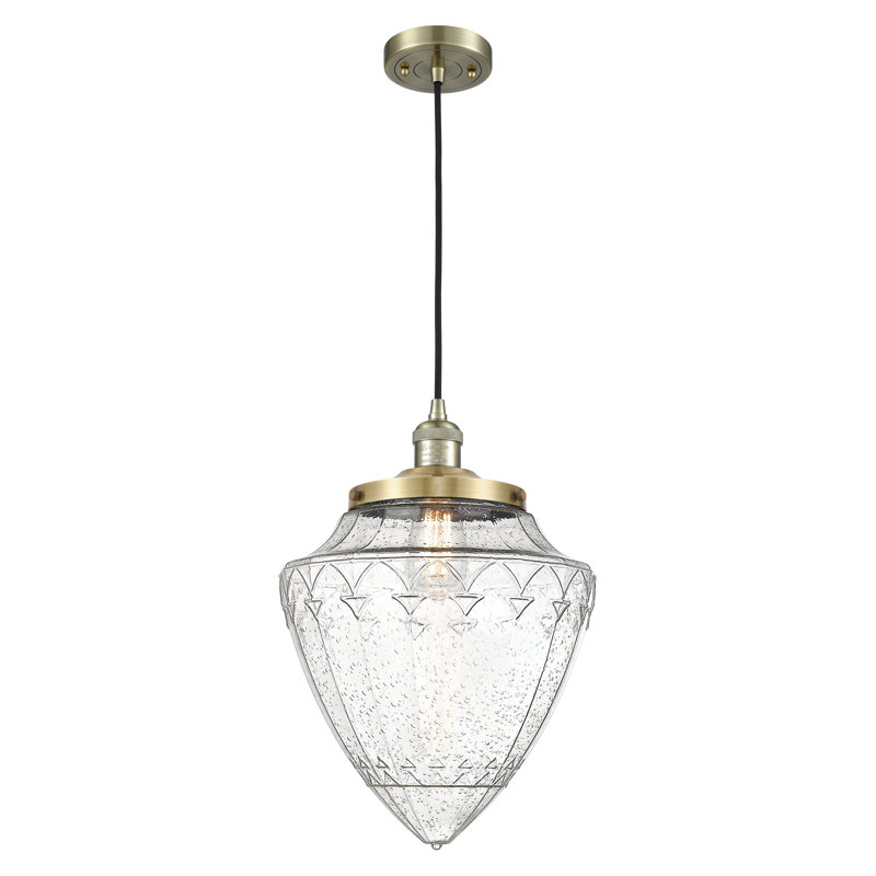 Luminaire suspendu simple à 1 lumière, Laiton antique, Grainé