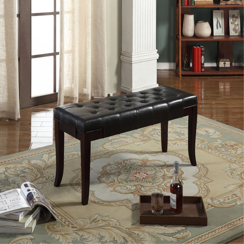 Linon Tufted Ottoman Bench, Black