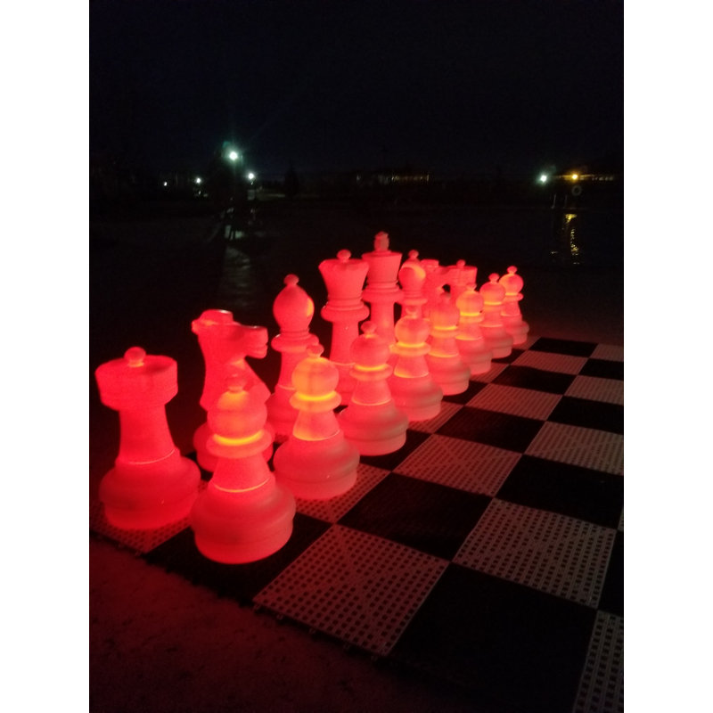 25" Tall Light-Up Giant Chess Set - Day/Night Set - White Side Illuminates Red