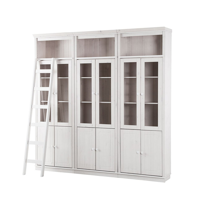 Deirra 223cm H x 222cm W Library Bookcase, White