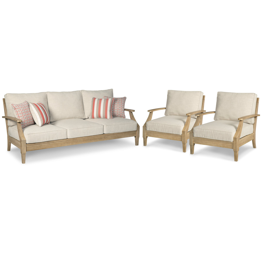 Arikka 81'' Wide Straight Eucalyptus Patio Sofa with Cushions Lark Manor™