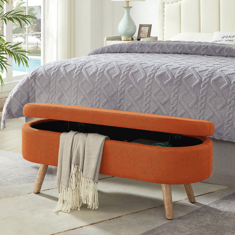 Banc de rangement avec repose-pieds ovale Boucle, Orange