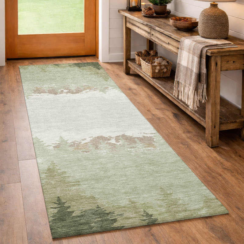 Machine Washable Indoor/Outdoor Chantille ACN2861 Lodge Rug, 2'3" x 7'6" Runner, Celery