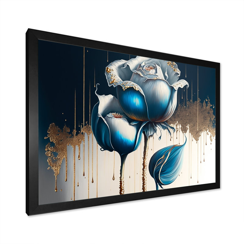 «Light Blue and White Cally Lillies I», reproduction sur toile, Cadre photo noir, L 20 po x H 12 po