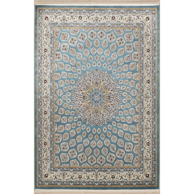 Blue-Gray Themed Ethnic Floral Patterned Creative Vintage Decorative Rug