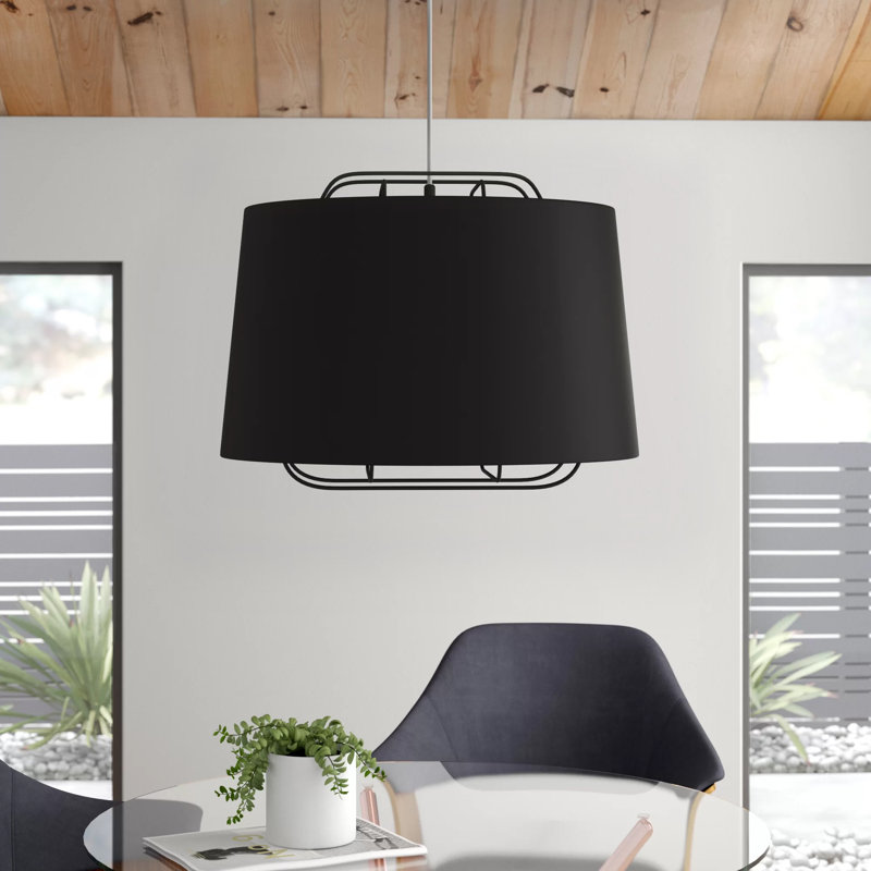 Perimeter 1 - Light Single Pendant, Black, 17" H x 23" W x 23" D