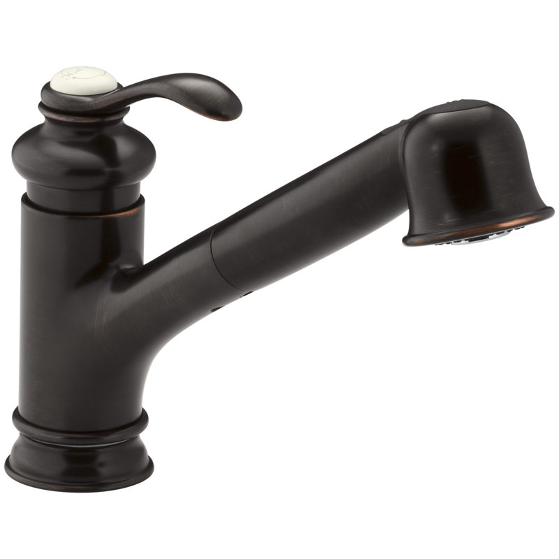 Fairfax Single-Hole or Three-Hole Kitchen Sink Faucet with 9" Pullout Spout, Oil Rubbed Bronze
