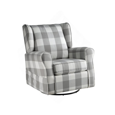 Patli Gray&White Fabric Glider Chair with Swivel