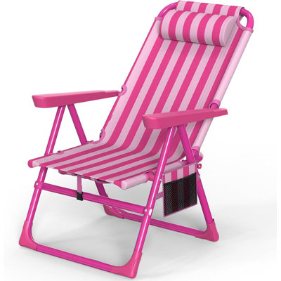 Backpack Beach Chair, 6-Positions Reclining Folding Beach Chair with Cooler Bag and Cup Holder