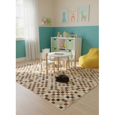 Performance Cowhide Geometric Indoor Rug