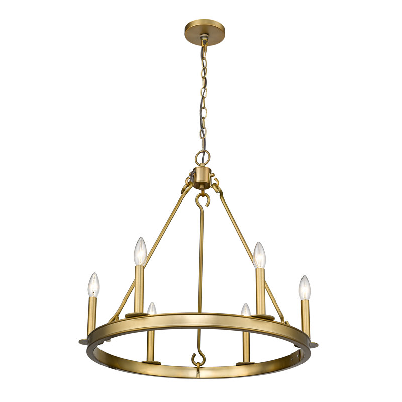 Karolina 6 - Light Dimmable Geometric Chandelier, Olde Brass