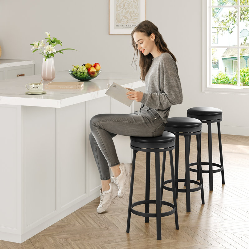 Swivel Counter Stool, 2, Black/Black