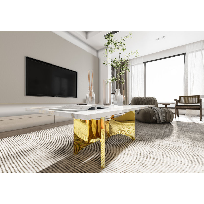Table basse en acier inoxydable de 51 po Mercer41 Inc