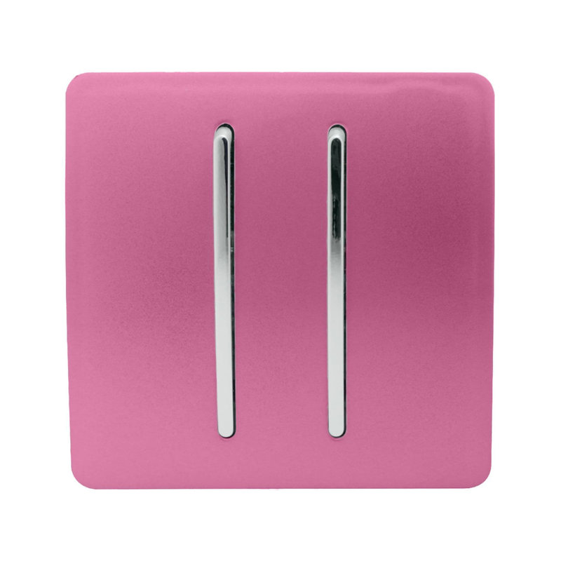 Trendi Switch 2 Gang Retractive Doorbell Switch, Pink