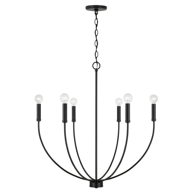 Ansley 9 - Light Dimmable Classic / Traditional Chandelier, Black, 6 Lights