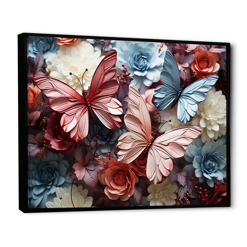 Une palette pastel crée un vol fantaisiste sur toile, H 30 po x l 40 po x P 1,5 po, Cadre flottant noir