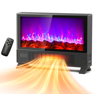 Electric Fireplace Heater, 750W/1500W Portable Space Heater with Realistic Flame Effect, Remote & Manual Control, 120V Indoor Electric Fireplace for Home Bedroom Living Room, Overheat Safety Protection