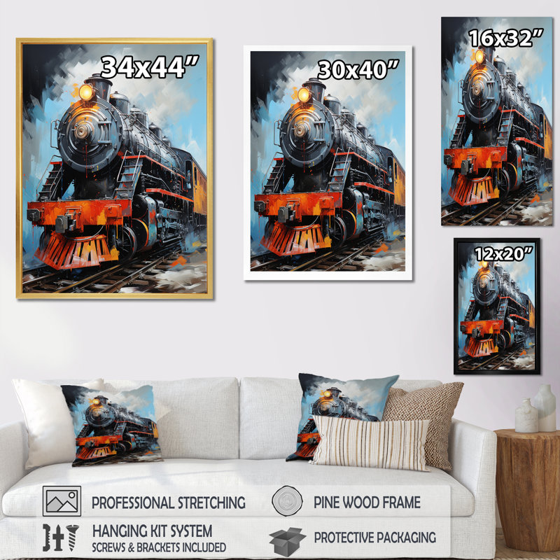 Train fluide sur toile, H 44 po x l 34 po x P 1,5 po, Cadre photo blanc