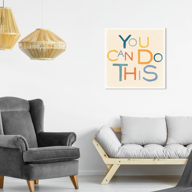 «Typographie and Quotes You Can Do This», impression textuelle sur toile, H 20 po x l 20 po, Toile tendue, Sans cadre