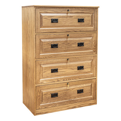 Traditional 4-drawer Brown Maple Lateral Filing Cabinet
