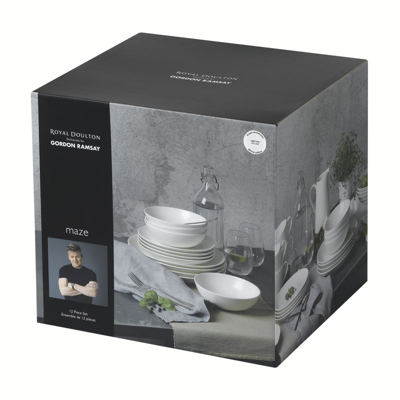 GR Maze 12 Piece Stoneware Dinnerware Set - Service for 4