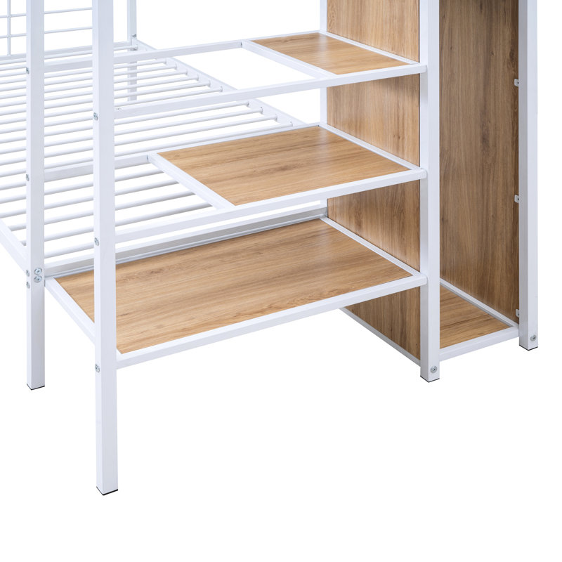 Lit simple superposé au-dessus de métal en blanc avec côté et garde-robe - Pratique, élégante et polyvalente, Lit simple