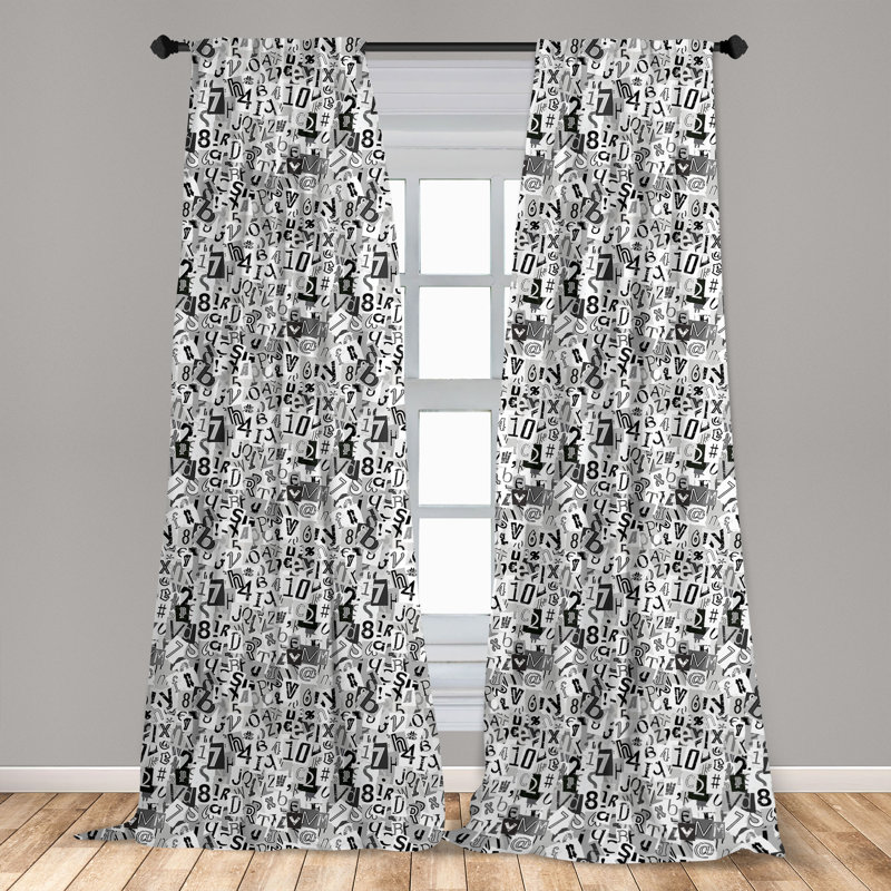 Letter Collage Alphabet Semi Sheer Curtains, Width 75 x Drop 175 cm