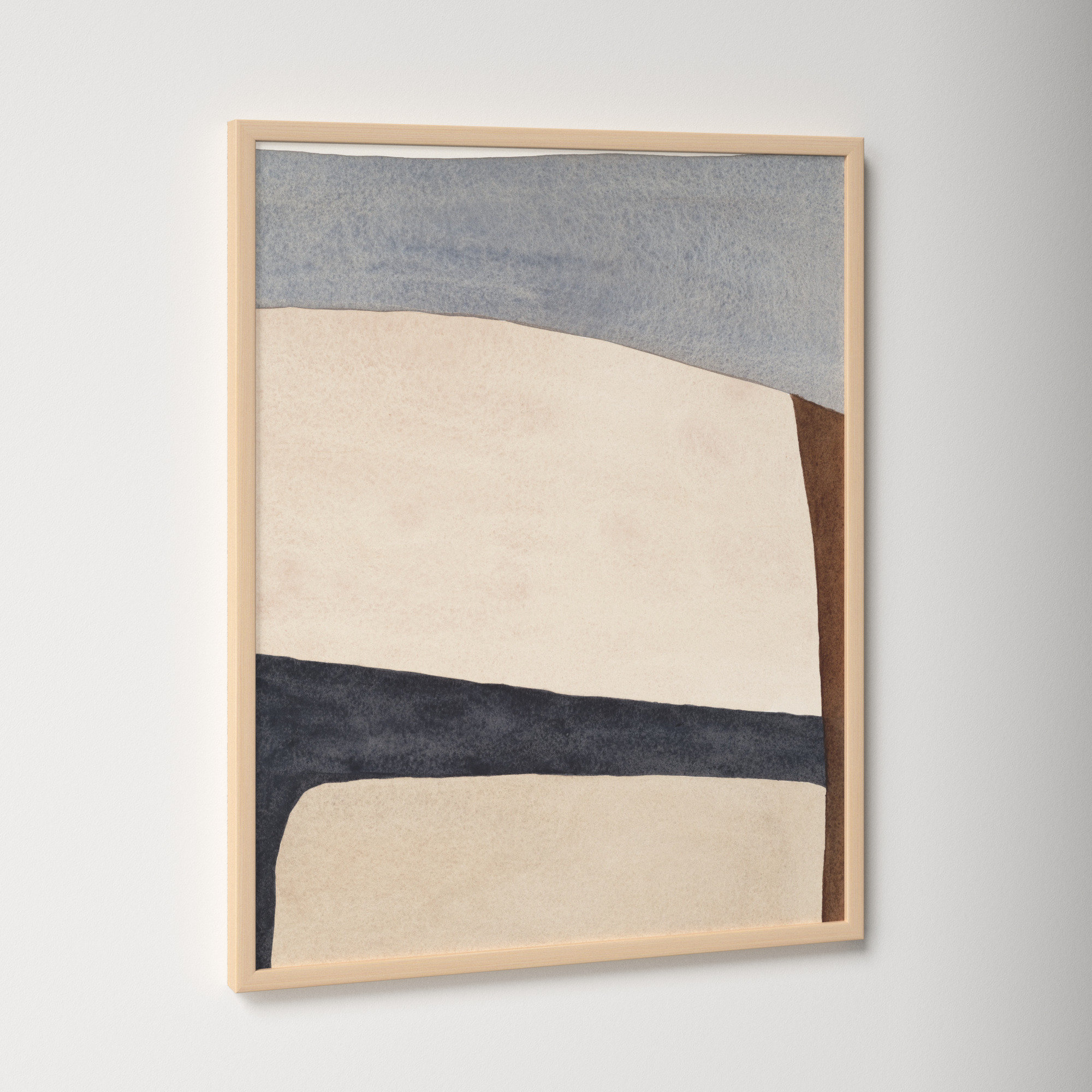 Divided By Blue 1 by Julia Balfour, White Framed, 20" H x 16" W x 1.25" D, Brown