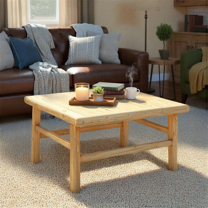 Table basse en bois d'orme récupéré, 16.75" H x 30" W x 30" D