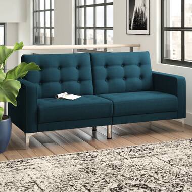 Geraldton Twin 76 Wide Cushion Back Convertible Sofa Zipcode Design Upholstery Color: Gray Polyester Blend