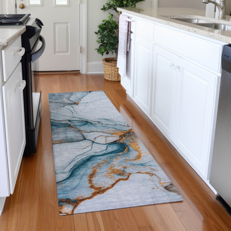 Premium Machine Washable Mehara AMF1690 Abstract Rug, Runner 2'3" x 7'6"
