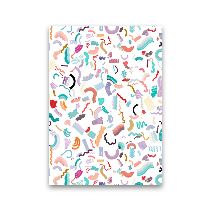 Curly And Zigzag Stripes White - Print, No Framed, 59cm H x 42cm W x 1cm D