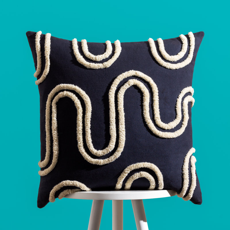 Cebria Abstract Square Cushion, Black/White