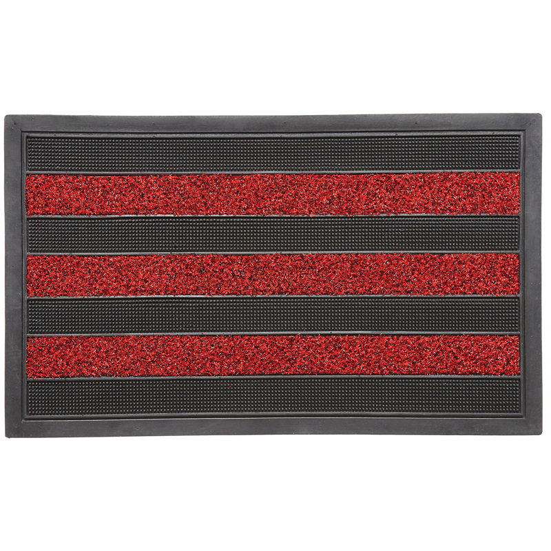 Gise Striped Indoor / Outdoor Doormat, Red, 0.7cm H x 46cm W x 81cm L